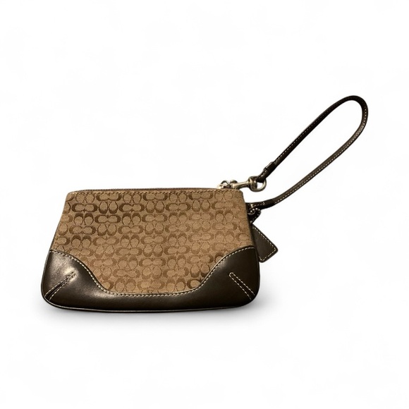 COACH Tan and Brown Signature Wristlet - Picture 2 of 6